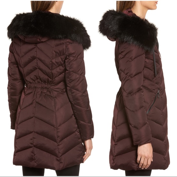 T Tahari Jackets & Blazers - Tahari Gwen Faux Fur Trim Puffer Coat Down Feather